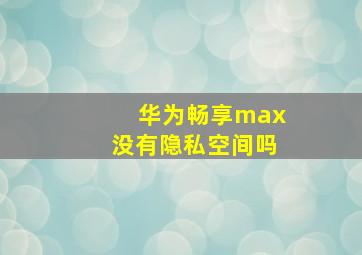 华为畅享max没有隐私空间吗