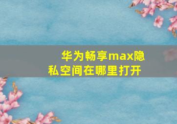 华为畅享max隐私空间在哪里打开