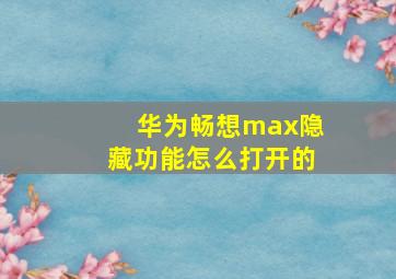 华为畅想max隐藏功能怎么打开的