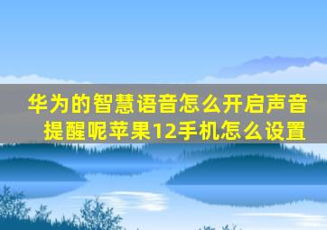 华为的智慧语音怎么开启声音提醒呢苹果12手机怎么设置