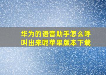 华为的语音助手怎么呼叫出来呢苹果版本下载