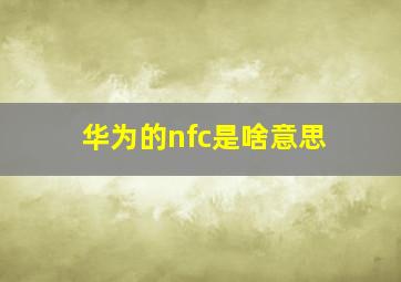 华为的nfc是啥意思