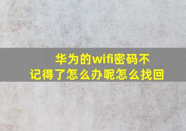 华为的wifi密码不记得了怎么办呢怎么找回