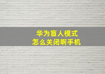 华为盲人模式怎么关闭啊手机