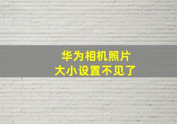 华为相机照片大小设置不见了