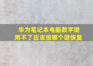 华为笔记本电脑数字键用不了应该按哪个键恢复