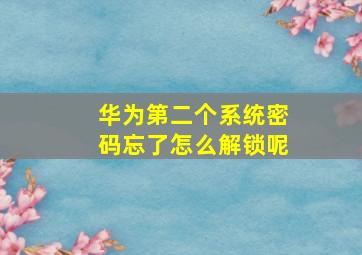 华为第二个系统密码忘了怎么解锁呢