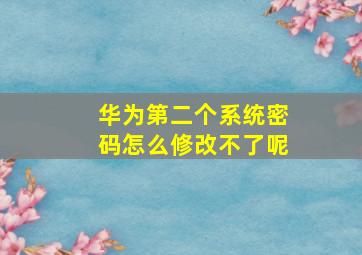 华为第二个系统密码怎么修改不了呢