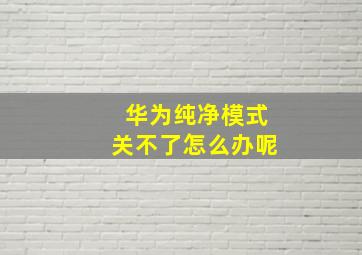 华为纯净模式关不了怎么办呢