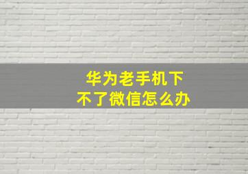 华为老手机下不了微信怎么办