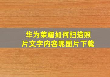 华为荣耀如何扫描照片文字内容呢图片下载