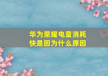 华为荣耀电量消耗快是因为什么原因