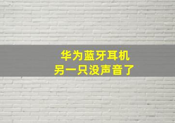 华为蓝牙耳机另一只没声音了