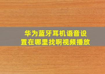 华为蓝牙耳机语音设置在哪里找啊视频播放