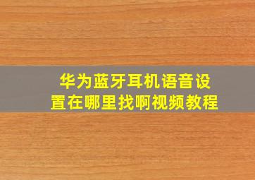 华为蓝牙耳机语音设置在哪里找啊视频教程