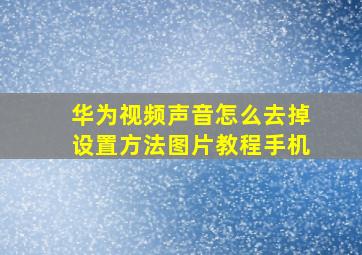 华为视频声音怎么去掉设置方法图片教程手机