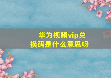 华为视频vip兑换码是什么意思呀