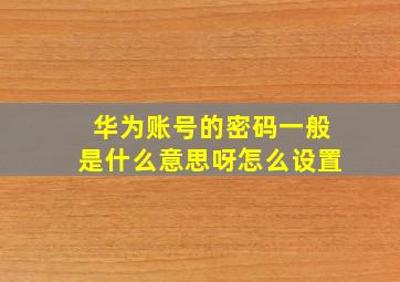 华为账号的密码一般是什么意思呀怎么设置