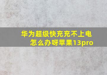 华为超级快充充不上电怎么办呀苹果13pro