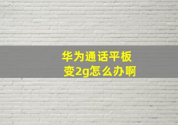 华为通话平板变2g怎么办啊