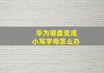 华为键盘变成小写字母怎么办