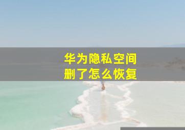 华为隐私空间删了怎么恢复