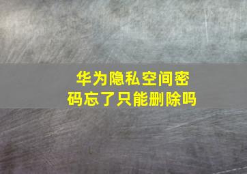 华为隐私空间密码忘了只能删除吗