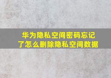 华为隐私空间密码忘记了怎么删除隐私空间数据