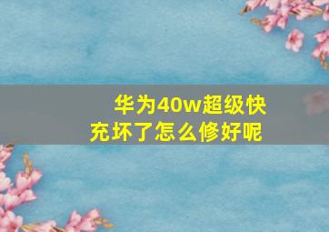 华为40w超级快充坏了怎么修好呢