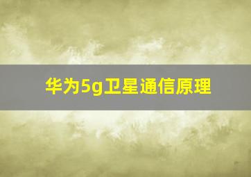 华为5g卫星通信原理