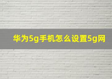 华为5g手机怎么设置5g网