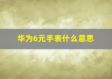 华为6元手表什么意思