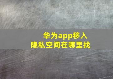 华为app移入隐私空间在哪里找