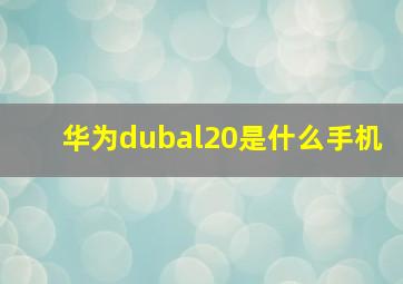 华为dubal20是什么手机