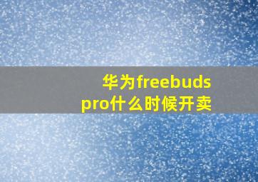 华为freebuds pro什么时候开卖