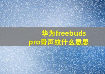 华为freebudspro骨声纹什么意思