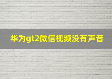 华为gt2微信视频没有声音