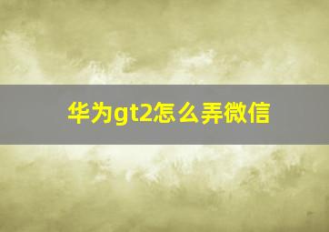 华为gt2怎么弄微信