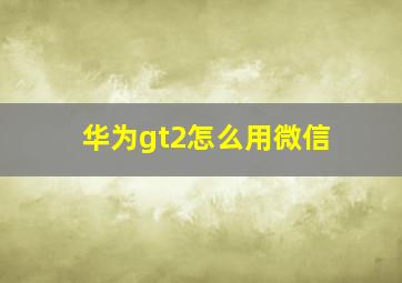 华为gt2怎么用微信