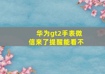 华为gt2手表微信来了提醒能看不