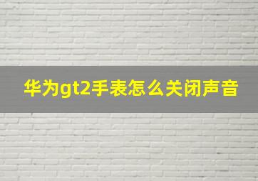 华为gt2手表怎么关闭声音