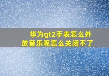 华为gt2手表怎么外放音乐呢怎么关闭不了