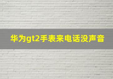 华为gt2手表来电话没声音