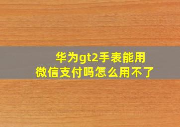 华为gt2手表能用微信支付吗怎么用不了