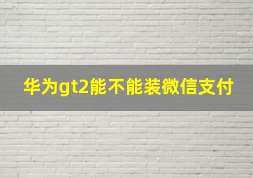 华为gt2能不能装微信支付