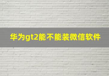 华为gt2能不能装微信软件