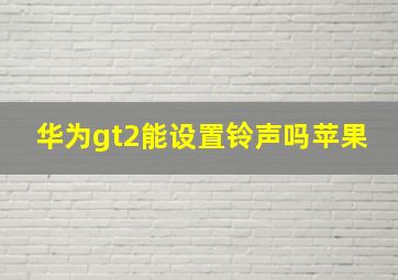 华为gt2能设置铃声吗苹果