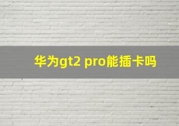 华为gt2 pro能插卡吗