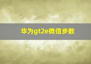 华为gt2e微信步数