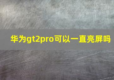 华为gt2pro可以一直亮屏吗